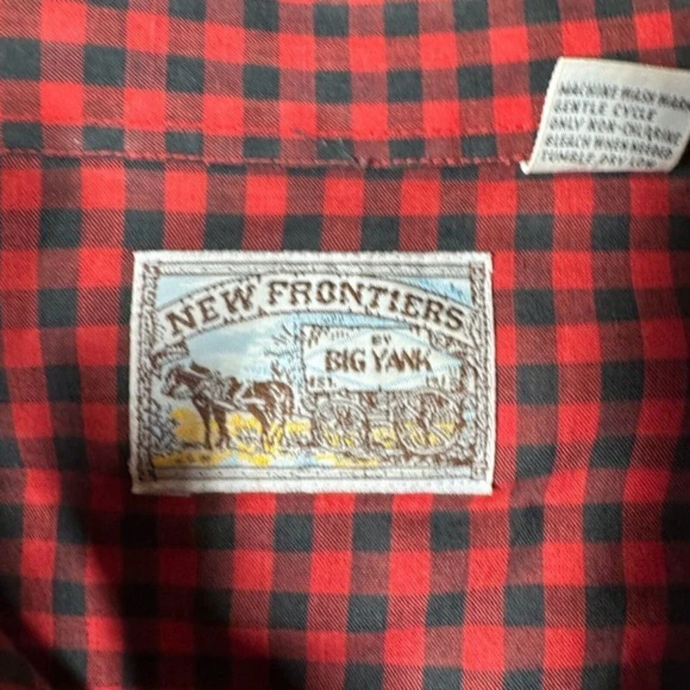 New Frontiers Big Yank Pearl Snap Shirt Mens Large L Red check Cowboy Western‎
